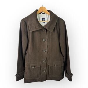 Gap Womens size Large Vintage Utility Brown Pea Coat Jacket Brown